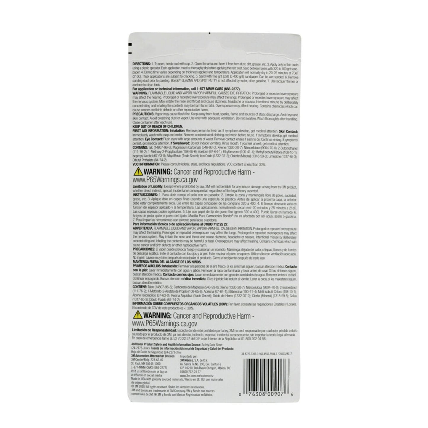 Glazing and Spot Putty, 00907ES, 4.5 Oz, 1 Tube