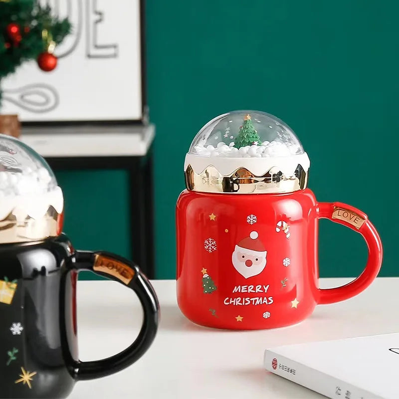Christmas Tree Landscape Ceramic Mug Drinking Cup Breakfast Milk Cup Coffee Cup Home Kitchen Drinkware Christmas Decoration Gift