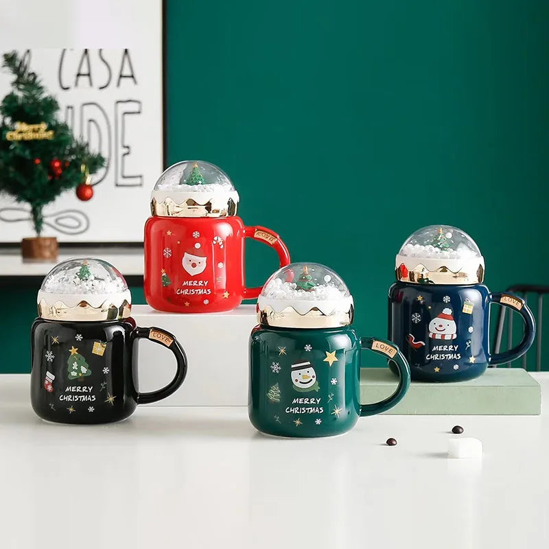 Christmas Tree Landscape Ceramic Mug Drinking Cup Breakfast Milk Cup Coffee Cup Home Kitchen Drinkware Christmas Decoration Gift
