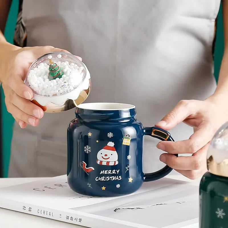 Christmas Tree Landscape Ceramic Mug Drinking Cup Breakfast Milk Cup Coffee Cup Home Kitchen Drinkware Christmas Decoration Gift