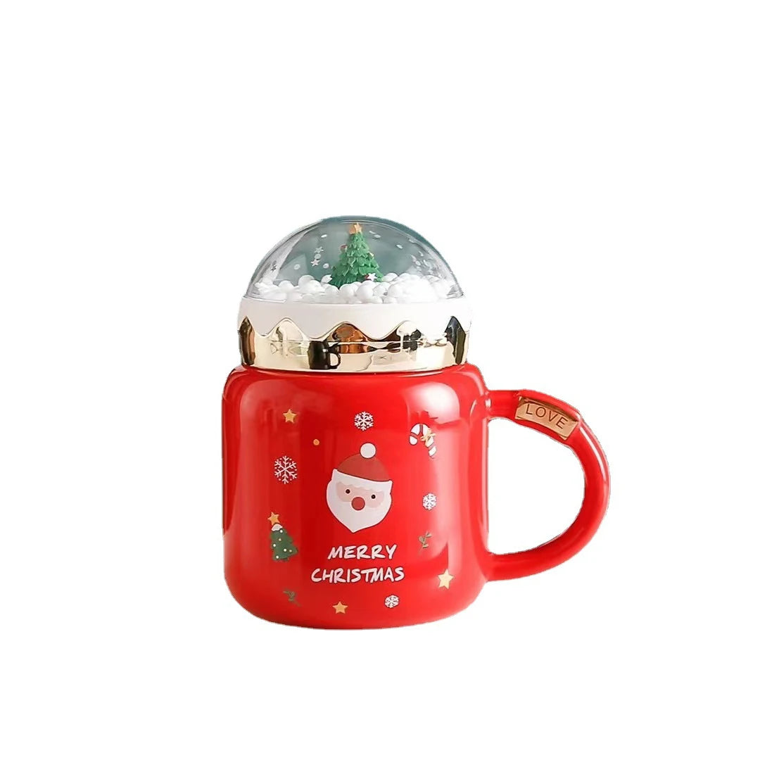 Christmas Tree Landscape Ceramic Mug Drinking Cup Breakfast Milk Cup Coffee Cup Home Kitchen Drinkware Christmas Decoration Gift