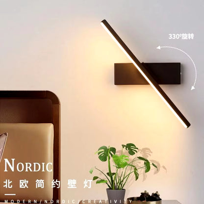 LED Wall Lamp Nordic Modern Minimalist Bedroom Bedside Lamp Creative Staircase Lamp Living Room Rotating Wall Lamp