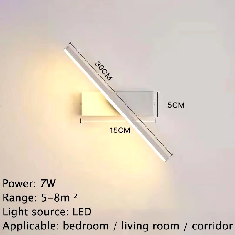 LED Wall Lamp Nordic Modern Minimalist Bedroom Bedside Lamp Creative Staircase Lamp Living Room Rotating Wall Lamp