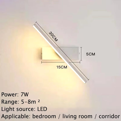 LED Wall Lamp Nordic Modern Minimalist Bedroom Bedside Lamp Creative Staircase Lamp Living Room Rotating Wall Lamp